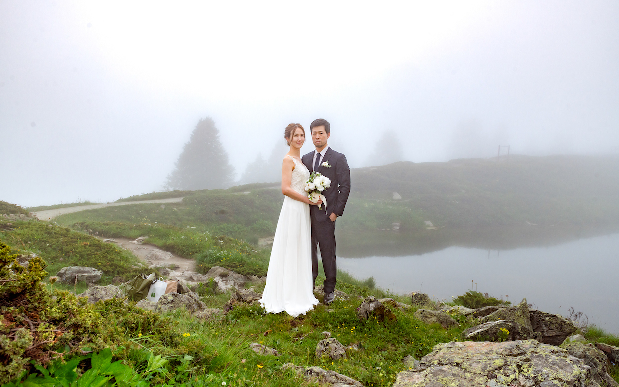 Wedding photo shoot on Riffelalp, Zermatt