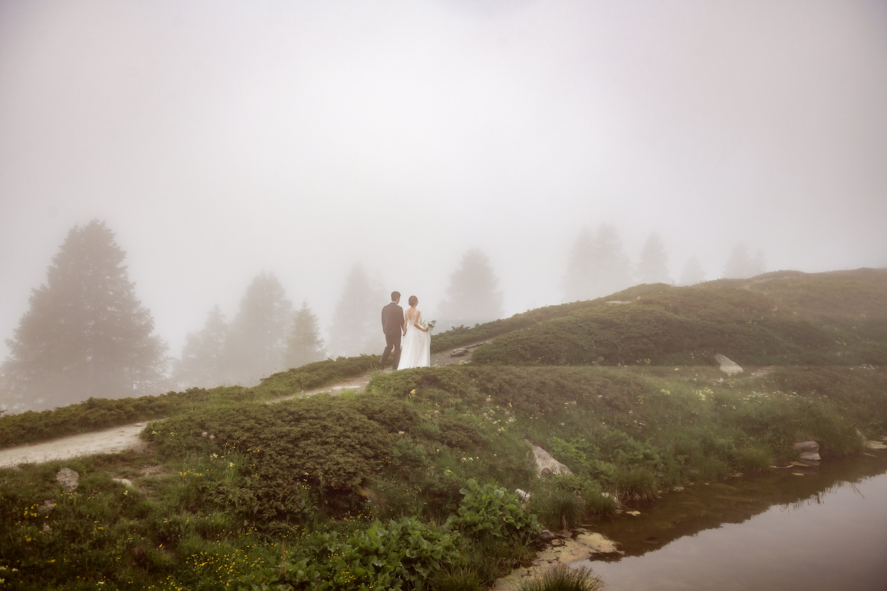 Wedding photo shoot on Riffelalp, Zermatt