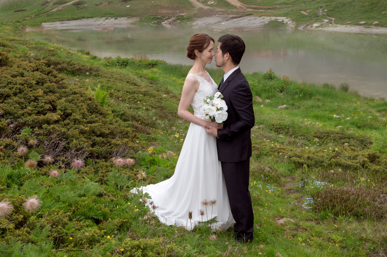 Wedding photo shoot on Riffelalp, Zermatt