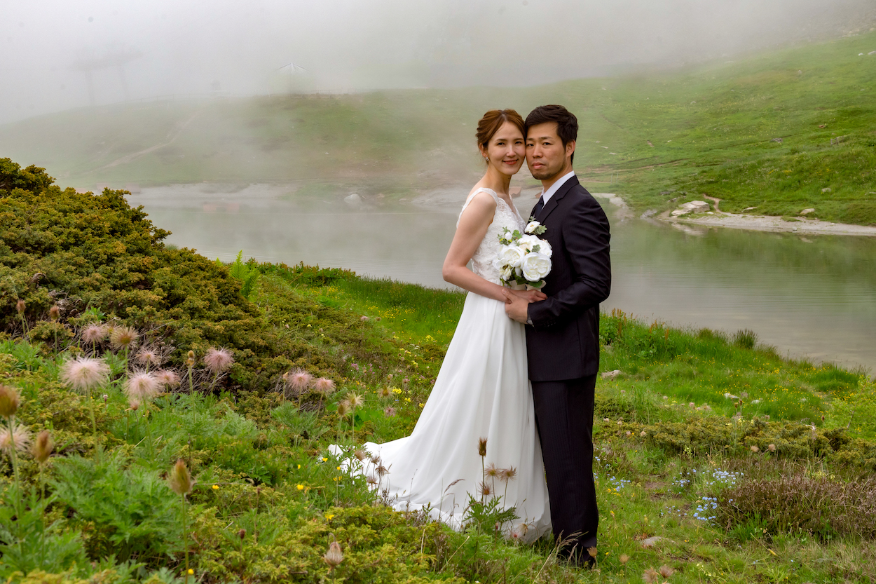 Wedding photo shoot on Riffelalp, Zermatt