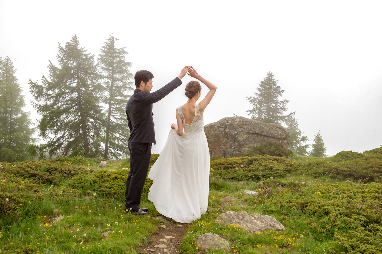 Wedding photo shoot on Riffelalp, Zermatt