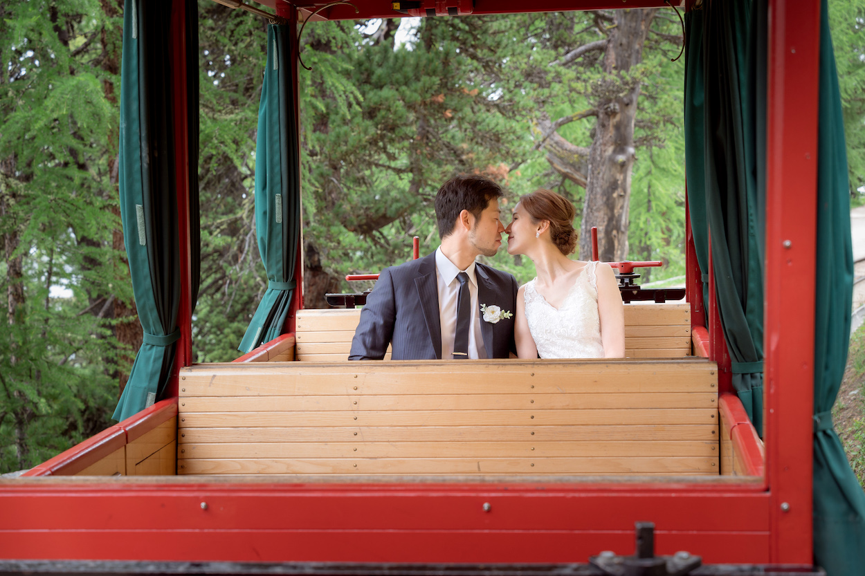 Wedding photo shoot on Riffelalp, Zermatt