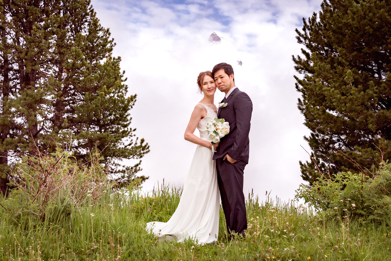 Wedding photo shoot on Riffelalp, Zermatt