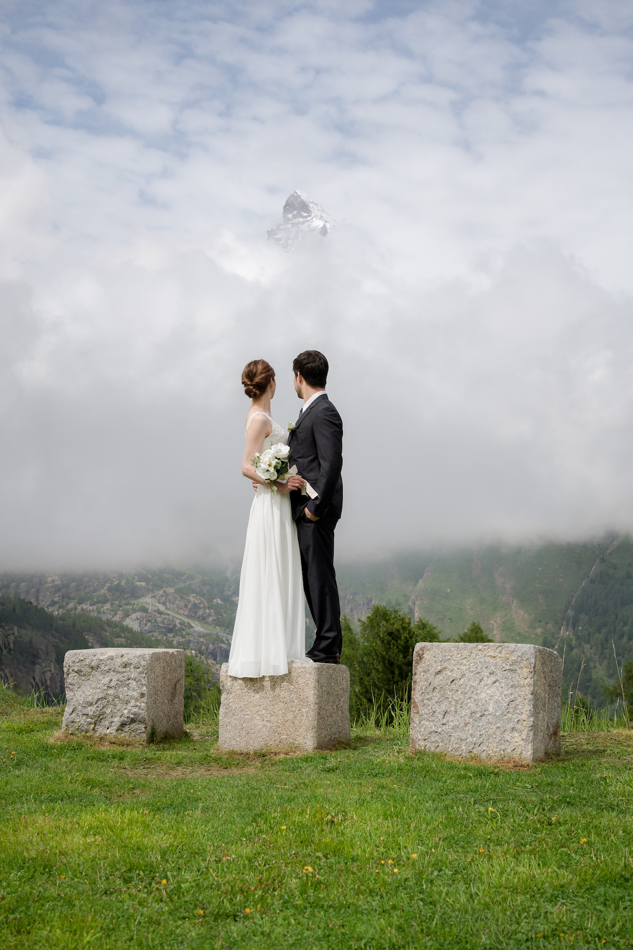 Wedding photo shoot on Riffelalp, Zermatt