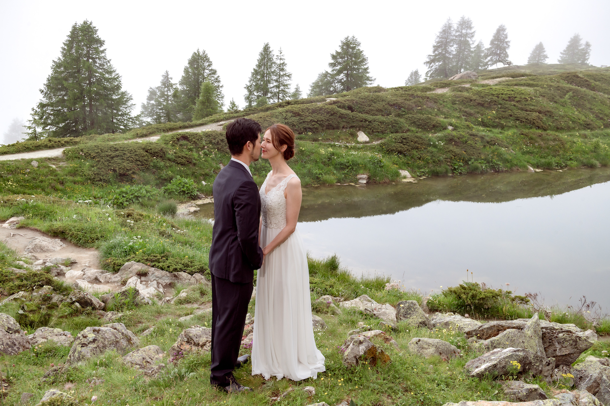 Wedding photo shoot on Riffelalp, Zermatt