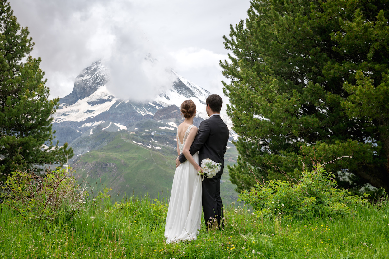 Wedding photo shoot on Riffelalp, Zermatt
