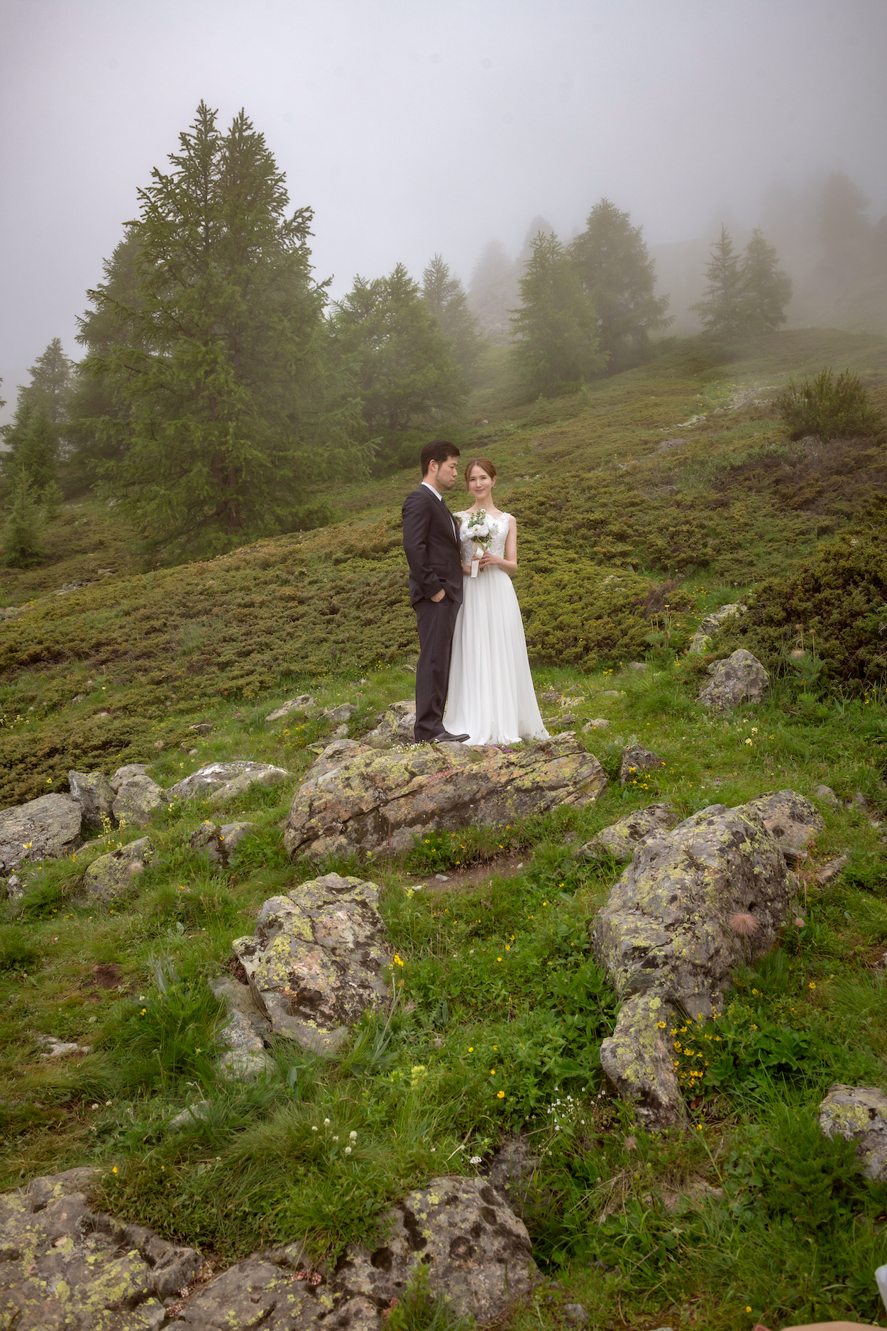 Wedding photo shoot on Riffelalp, Zermatt